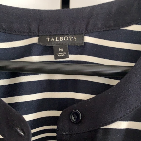 Talbots Navy/White stripe blouse (M) - Picture 2 of 2